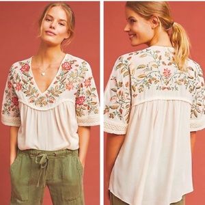 Anthropologie Ranna Gill Jumel Embroidered Top